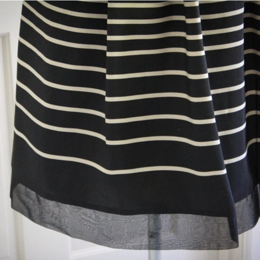 Feminine and Fabulous! Black and Ivory Striped Taylor Dress - Picture 3 of 11